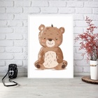 Quadro Arte Infantil Ursinho 45x34cm - Com Vidro Moldura Bran