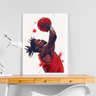 Quadro Arte Jogador De Basquete 45x34cm Moldura Preta