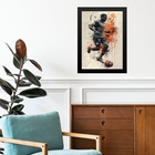 Quadro Arte Jogador De Futebol Em Ação 33x24cm - Com Vidro Mo