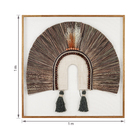 Quadro Arte Manual Cocar Bege com Vidro 100x100cm Arte Própria