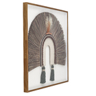 Quadro Arte Manual Cocar Bege com Vidro 100x100cm Arte Própria