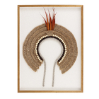 Quadro Arte Manual Cocar I Bege com Vidro 50x70cm Arte Própria