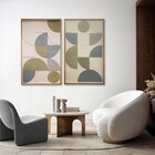 Quadro Arte Manual Tufting Azul com Vidro 60x100cm Arte Própria