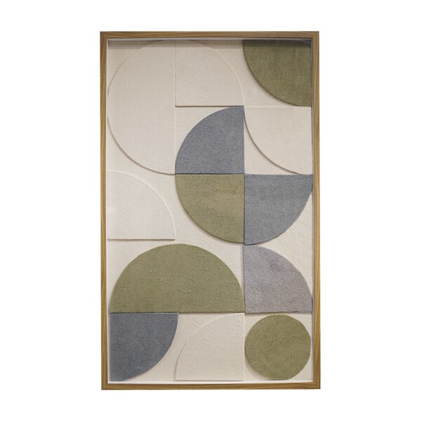 Quadro Arte Manual Tufting Azul com Vidro 60x100cm Arte Própria