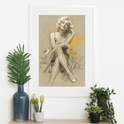 Quadro Arte Marilyn Bege - 60x48cm Moldura Branca