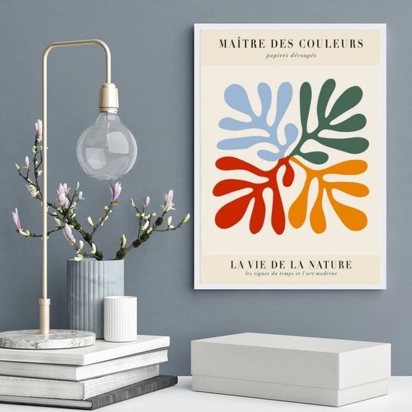 Quadro Arte Matisse Abstrata Colorida 24x18cm Moldura:madeira