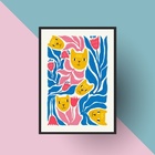 Quadro Arte Matisse Gatos 45x34cm - Com Vidro Moldura Preta