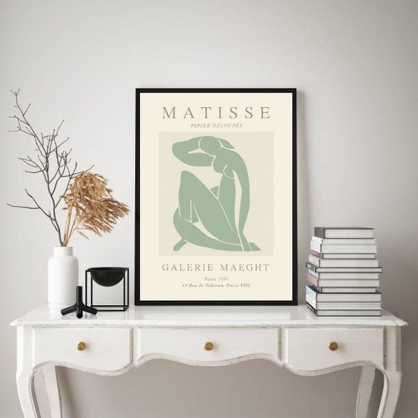 Quadro Arte Matisse Mulher Verde Suave 24x18cm - Com Vidro Mo