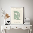 Quadro Arte Matisse Mulher Verde Suave 24x18cm Moldura Preta