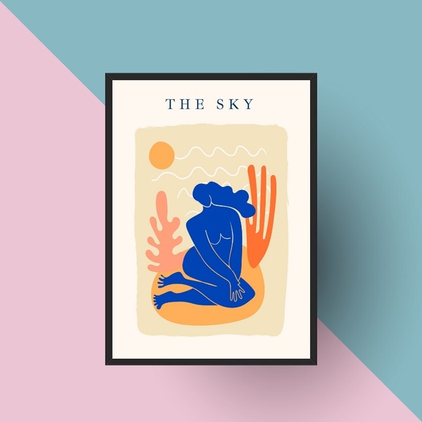 Quadro Arte Matisse - The Sky 24x18cm - Com Vidro Moldura Bra