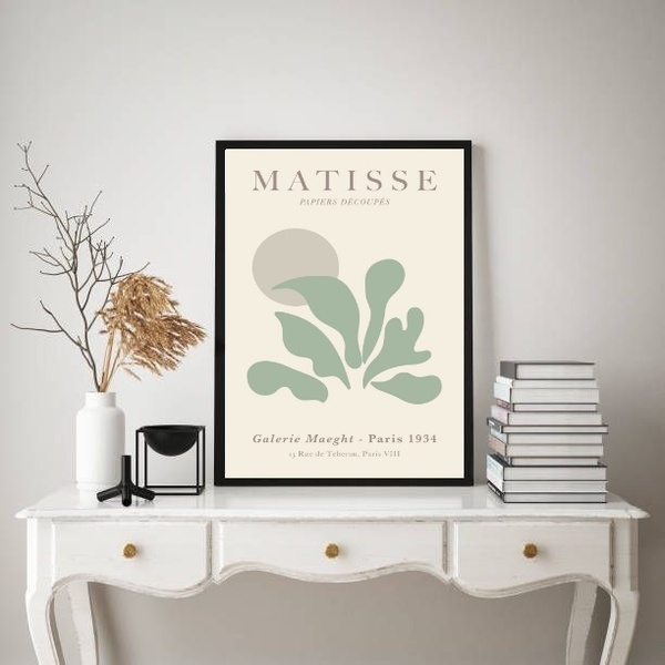 Quadro Arte Matisse Verde Suave 33x24cm - Com Vidro Moldura B