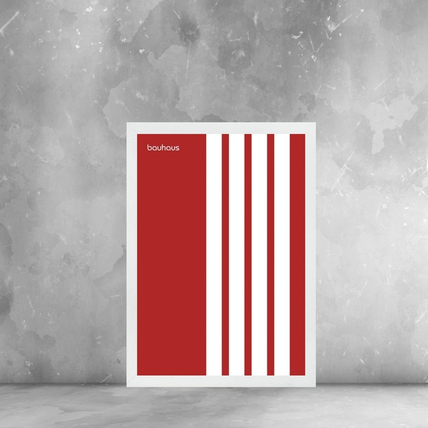 Quadro Arte Minimalista Bauhaus Vermelho - Listras 24x18cm Mo