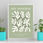 Quadro Arte Moderna Abstrata Matisse Verde 24x18cm - Com Vidr