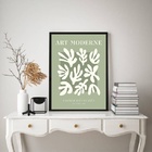 Quadro Arte Moderna Abstrata Matisse Verde 33x24cm - Com Vidr