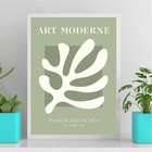 Quadro Arte Moderna Matisse Verde 24x18cm Moldura Branca