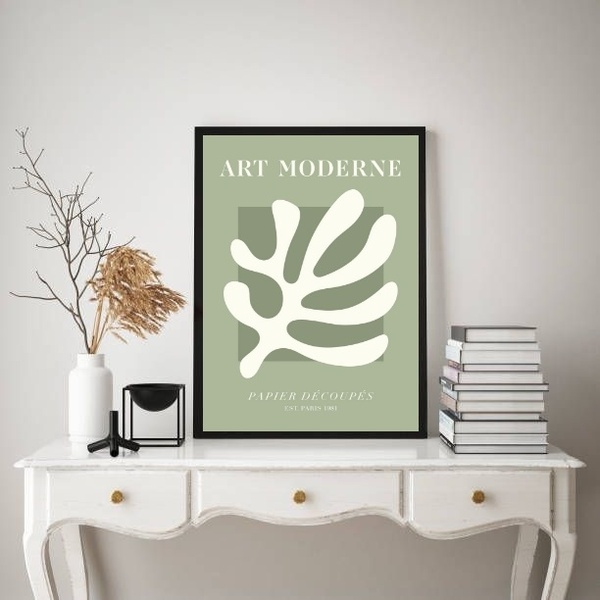 Quadro Arte Moderna Matisse Verde 45x34cm - Com Vidro Moldura