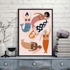 Quadro Arte Mulheres Sereias 33x24cm Moldura Branca