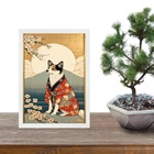 Quadro Arte Oriental Paisagem Com Cachorro 33x24cm Moldura Br