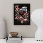 Quadro Arte Passarinho Com Flores 45x34cm - Com Vidro Moldura