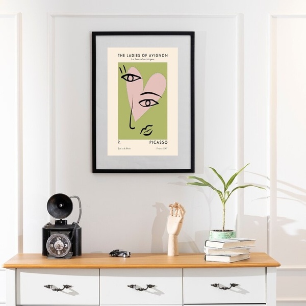 Quadro Arte Picasso Coração - 60x48cm Moldura Preta