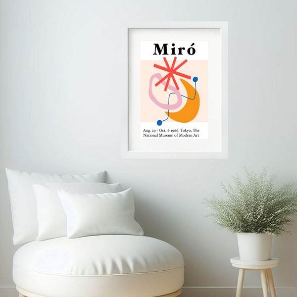 Quadro Arte Poster Miró- 60x48cm Moldura Preta