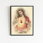 Quadro Arte Sacra Sagrado Coração De Jesus Vintage 45x34cm -