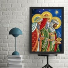 Quadro Arte Sagrada 3 Reis Magos 45x34cm Moldura Preta