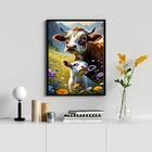 Quadro Arte Vaca Com Bezerro 24x18cm Moldura Preta