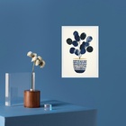 Quadro Arte Vaso De Flores Azuis - Bolinhas 45x34cm Moldura P