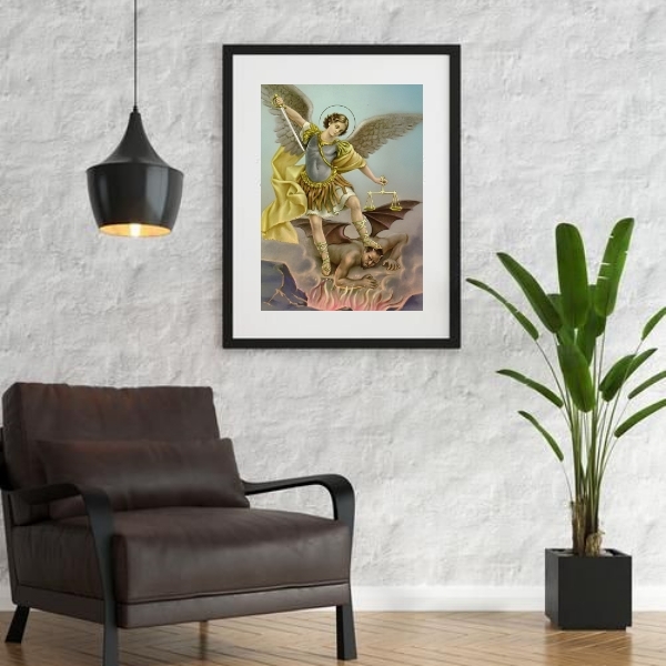 Quadro Arte Vintage São Miguel Arcanjo - 60x48cm Moldura:made