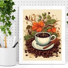 Quadro Arte Xícara De Café Com Flores 24x18cm Moldura Branca