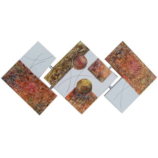 Quadro Artesanal Abstrato Losango 65x125cm Verde Uniart