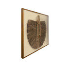 Quadro Decorativo Artesanal Arte Manual Folha com Moldura Amadeirada com Vidro 100x100cm