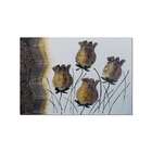 Quadro Artesanal Com Textura Botões Rosa Marrom 70x100 Uniart