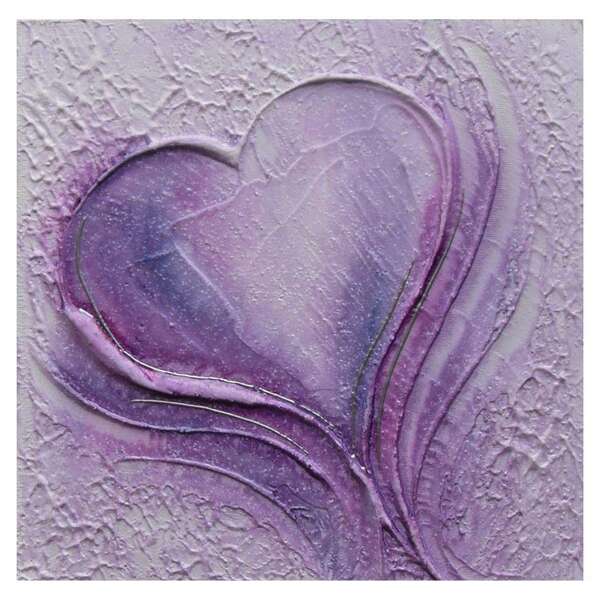 Quadro Artesanal Com Textura Coração Lilás 30x30cm Uniart