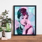 Quadro Artístico Audrey Hepburn Colorido 33x24cm Moldura:made