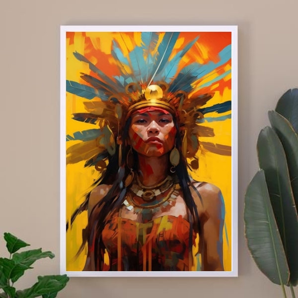 Quadro Artístico Cabocla Jupira 33x24cm - Com Vidro Moldura:m