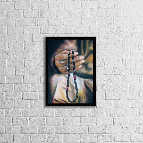 Quadro Artístico Colar Guia Umbanda 33x24cm Moldura:madeira P