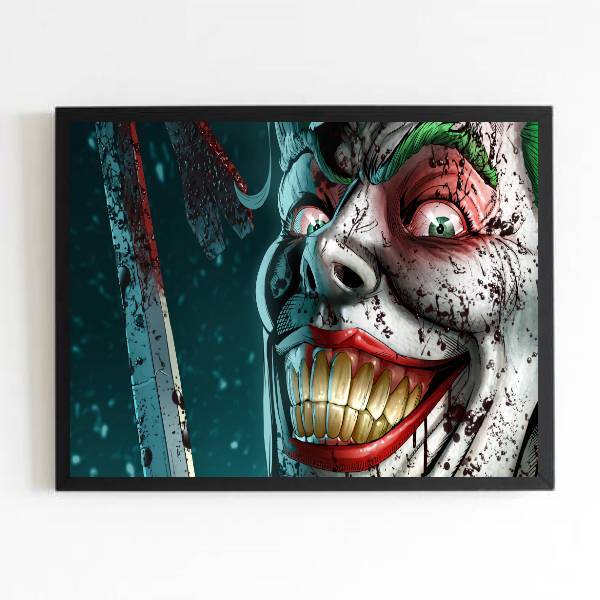 Quadro Artístico - Coringa Sorrindo 24x18cm - Com Vidro Moldu