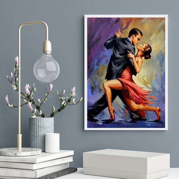 TANGO 銅版画 Quadro Artístico Dança Tango 24x18cm - Com Vidro Moldura:madeira