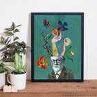 Quadro Artístico Freud Colagem 45x34cm Moldura:madeira Branca