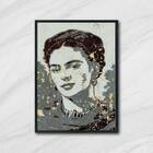Quadro Artístico Frida Cinza E Preto 24x18cm - Com Vidro Mold