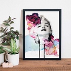 Quadro Artístico Marilyn Aquarela 33x24cm - Com Vidro Moldura