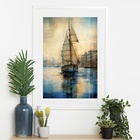 Quadro Artístico Nautico Barco - 60x48cm Moldura Preta