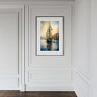 Quadro Artístico Nautico Barco - 60x48cm Moldura Preta