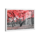 Quadro Árvores Branco E Vermelho