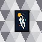 Quadro Astronauta 24x18cm Moldura:madeira Preta