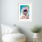 Quadro Astronauta Candy Color- 60x48cm Moldura Branca