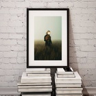 Quadro Astronauta Com Flores - 60x48cm Moldura:madeira Preta