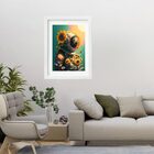 Quadro Astronauta Girassóis 60x48cm Moldura Branca